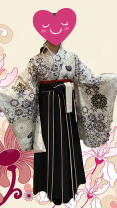 姫路市の卒業式は、白地の卒業袴用着物のイメージ