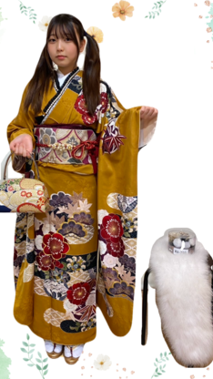 姫路市の成人式は、からし色の振袖のイメージ