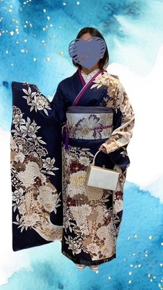 京友禅競技大会受賞柄：菊の美しさが際立つ上品な振袖のイメージ