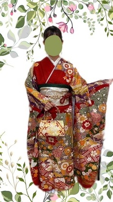 宍粟の成人式は　赤地に金駒刺繍の振袖レンタル　振袖-375のイメージ