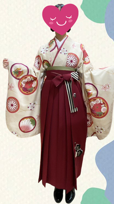 姫路市の卒業式は、クリーム色の着物のイメージ