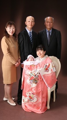姫路市のお宮参りは、ピンク地のお着物のイメージ