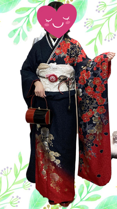 姫路市の成人式は、黒地の振袖のイメージ