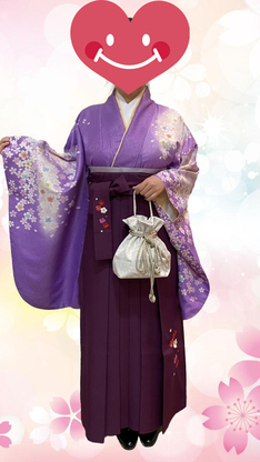 姫路市の卒業式は、紫地の卒業袴のイメージ
