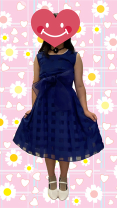 姫路市のお呼ばれドレスはネイビーのチェックドレスのイメージ