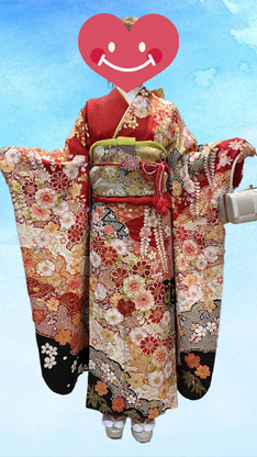 姫路市の成人式は、幻の辻が花 絞り 金彩の振袖のイメージ