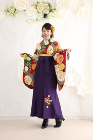 【JAPANSTYLE×中村里砂ブランド卒業式袴レンタル】JAPANSTYLE×中村里砂ブランド卒業式袴用着物-373／袴-215