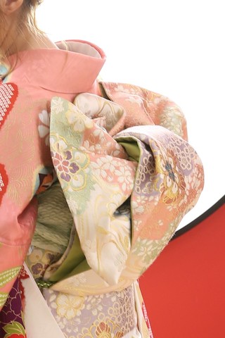 振袖レンタル 成人式振袖 着物】振袖-489貝桶疋田松竹梅白ピンク