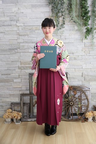 二尺袖 単品 卒業式着物 ピンク MERCURYDUO 裄67.9cm Lサイズ  袴用着物 化繊 中古 4572 二尺袖 単品 卒業式着物 ピンク MERCURYDUO 裄67.9cm Lサイズ 袴用着物