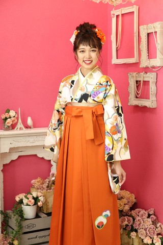 2尺袖 ブランド ポリエステル着物 ラフィーネココ 袴用 袴 着物 重ね衿 3点セット ラフィネモカ 二尺袖 袴4サイズ S M L LL