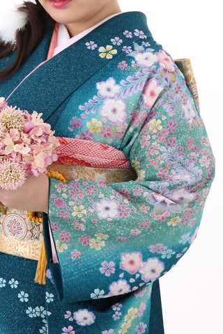 振袖　金通し　金彩　辻ヶ花　鹿の子　藤の花　成人式 晴れの日 着物 045a p 最新作正統派古典 白/赤 御所車柄/牡丹柄 吉澤織物/最高級金彩手