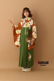 【カンサイ Kansai ブランド卒業式袴レンタル】Kansai ブランド卒業式袴用着物-462 / 袴-326