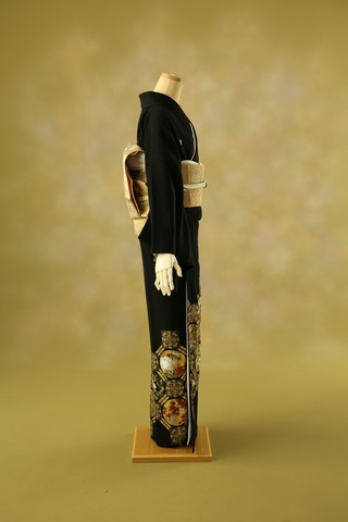 舞姫様【黒留袖＋袋帯セット】正絹　黒留袖　鶴笹松花に金箔　比翼　帯セット 黒留袖＋袋帯セット】正絹 黒留袖 鶴笹松花に金箔 比翼 帯セット