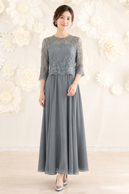 【結婚式パーティーお呼ばれドレスレンタル】13-307　13号(LLサイズ)